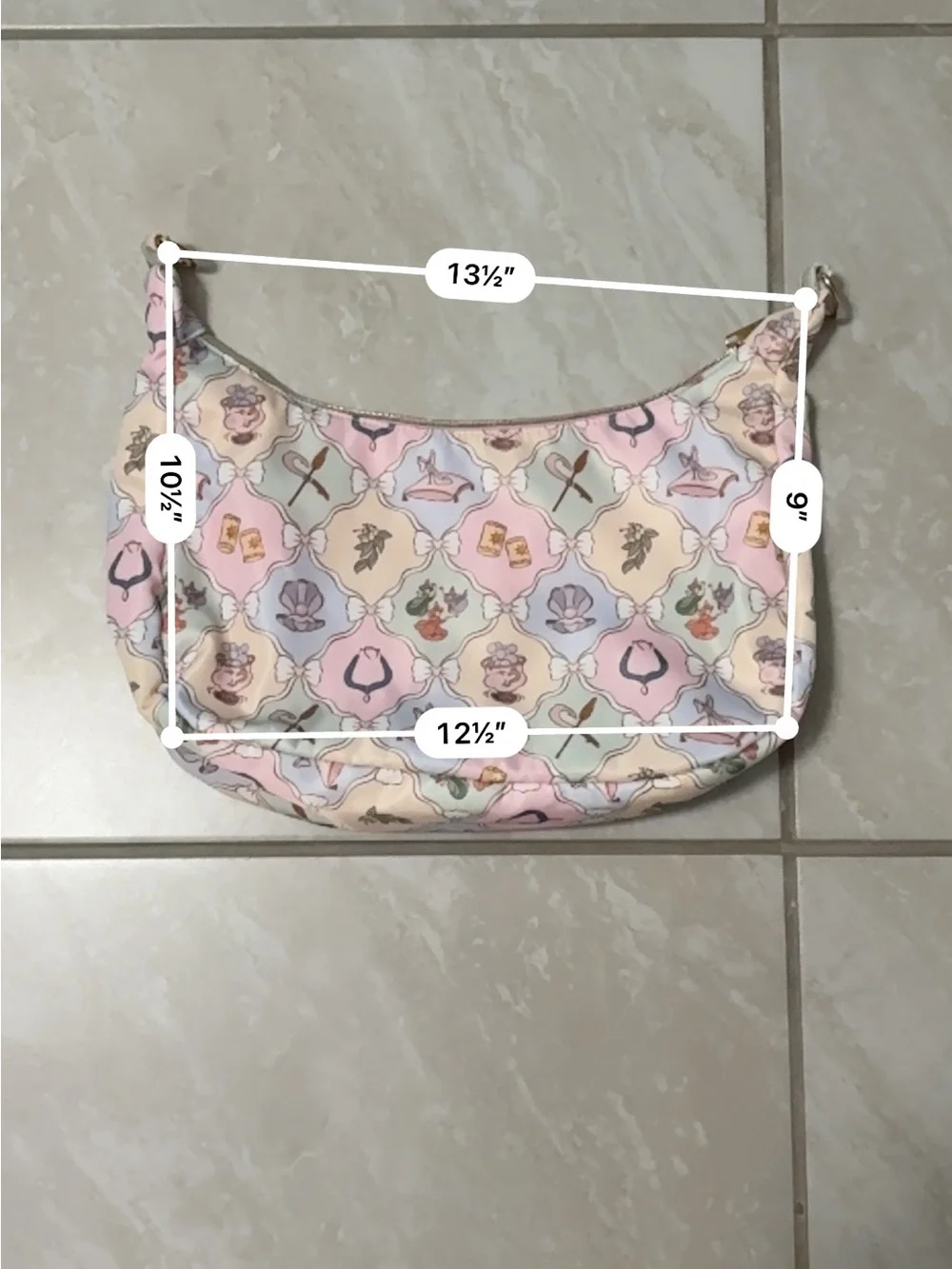 Pastel Pink Patterned Shoulder Bag with Removable Straps